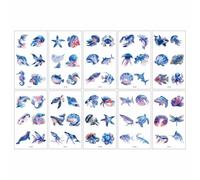 Autocollants Tatouages D'Animaux Marins De Dessin Animé Pour Enfants, Autocollants Cadeaux Sur Le Thème Du Monde Sous-Marin 6.8 * 12