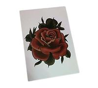 Autocollants tatouages, Tatouages temporaires, 3 feuilles d'autocollants de tatouage temporaire gothique Rose rouge, fleur bras main dos cicatrice couvrant Style Punk faux tatouages