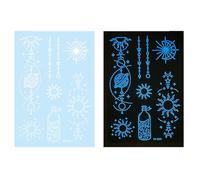 Autocollants tatoués temporaires papillons phosphorescents - Blanc foncé - Convient pour les festivals - Autocollant blanc brillant - Fleur temporaire