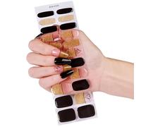 Autocollants tendance pour ongles en gel avec paillettes dorées pour les fêtes, pas besoin de lumière, application de styles européens, pas de chaleur