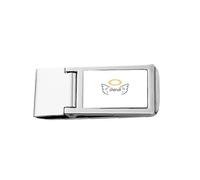 Autocollants texte anges art déco mode mince pince à billets support en acier inoxydable pochette portefeuille