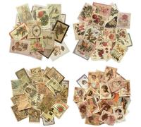 Autocollants Timbres-Poste Vintage 240 Pièces, Autocollant Esthétique En Papier Décor Botanique Pour Scrapbooking, Fournitures De Journal Intime