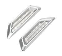 Autocollants Universels Voitures Design Conduits Air Décoration Capot Accessoires Extérieurs Porte 2 Pièces Calandres de voiture(Argent)