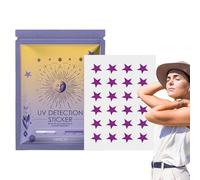 Autocollants UV, autocollant de détection UV - Ensemble de 24 patchs de soleil pour le visage - Rappel de réapplication en forme de crème solaire en forme d'étoile, fournitures de soins personnels