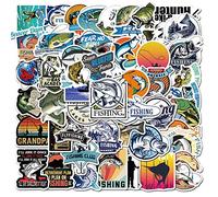 Autocollants Ville 50 Pcs Pêche Autocollants Pack pour Bouteille d'eau Ordinateur Portable Guitare Skateboard Voiture Vélo Moto Valise Bagages pour Adultes Ados Attractions Autocollants