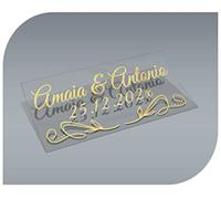 Autocollants vintage personnalisables avec nom et date pour invitations à un mariage, à un baptême, à des fiançailles, à une communion, à un anniversaire ou à une autre fête (Modèle 5)