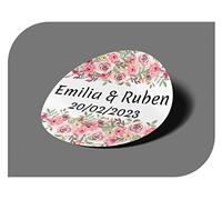Autocollants vintage personnalisables avec nom et date pour invitations à un mariage, un baptême, des fiançailles, une communion, un anniversaire, une fête (modèle 8)
