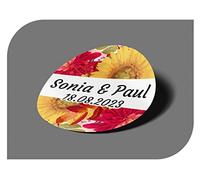 Autocollants vintage personnalisables avec nom et date pour invitations à un mariage, un baptême, des fiançailles, une communion, un anniversaire, une fête (modèle 6)