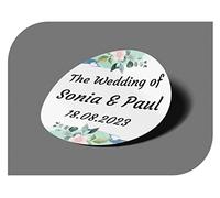 Autocollants vintage personnalisables avec nom et date pour invitations à un mariage, un baptême, des fiançailles, une communion, un anniversaire, Noël et autres réceptions Modèle 9