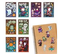 Autocollants visages pour, feuilles d'autocollants pour créer un visage, 8 x créez vos propres feuilles d'autocollants d'Halloween | Autocollants d'expression faciale amusants pour cadeaux de