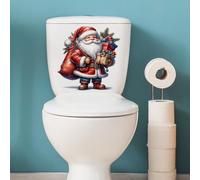 Autocollants WC en PVC pour Couvercle de Toilette Noël, Auto-adhésifs Étanches Détachables, Décoration de Noël pour Mur de Salle de Bain & Réfrigérateur
