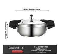 Autocuiseur - 1.8L Cocotte minute - inoxydable - Antidéflagrant - Convient aux cuisinières à gaz, aux plaques à induction, etc