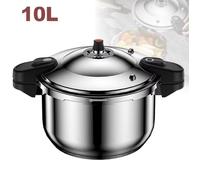 Autocuiseur 10 L en Acier Inoxydable à Double Poignée 80 kPa Cuisson Rapide Antidéflagrant Robuste Compatible Gaz et Induction