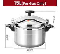 Autocuiseur 15l Marmite à pression professionnelle Aluminium anti-choc Cuisson rapide double fond Pour Cuisinière à Gaz