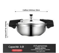 Autocuiseur 3L - Cocotte minute - inoxydable - Antidéflagrant - 24cm diamètre -Convient cuisinières à gaz,plaques à induction,etc