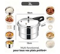 Autocuiseur 3L en aluminium - 18 cm - Pour gaz petit format - Léger rapide - Idéal pour célibataires couples petits espaces