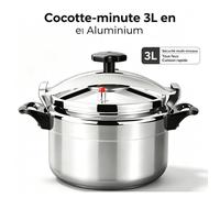 Autocuiseur 3L en aluminium - Diamètre 18 cm double fond - Antidéflagrant sécurisé - Pour cuisinière à gaz