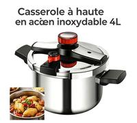 Autocuiseur 4 L - Acier inoxydable - Trois vitesses - Compatible gaz et induction - Durable et sûr