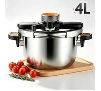 Autocuiseur 4L Inox 304 Anti-Explosion 100kpa Pression Double Sécurité Compatible Gaz Induction Poignée Confort Cuisson Rapide