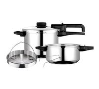Fagor Dual Xpress Autocuiseur à Pression 6 + 4 L Induction, Express Super Rapide, Acier Inoxydable 18/10, tout type de cuisines, Régulateur de Pression, 5 Systèmes de Sécurité, avec Panier