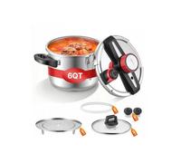 Autocuiseur 6 L, Casserole Pression en Acier Inox avec Panier Cuisson et Couvercle en Verre Trempé, 3 Niveaux de Pression jusqu'à