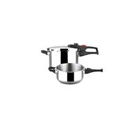 Magefesa Practika Plus - Autocuiseur Rapide 4 + 6L, Acier Inoxydable 18/10, Capteur de Pression, Induction, Économie d'Énergie, Cuisine Saine, Fermeture Sécurisée