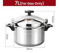 Autocuiseur 7 L - Autocuiseur professionnel - Robuste et antidéflagrant - Compatible avec cuisinière à gaz - Aluminium robuste