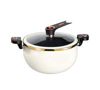 Autocuiseur 8L en fonte émaillée de grande capacité avec poignées verrouillables et couvercle soupape de sécurité décompression rapide anti-adhésive pour cuisinières à gaz, à induction (blanc)