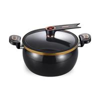 Autocuiseur 8L en fonte émaillée de grande capacité avec poignées verrouillables et couvercle soupape de sécurité décompression rapide anti-adhésive pour cuisinière à gaz, induction (noir)