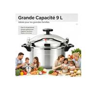 Autocuiseur Aluminium 9L Anti-Explosion - Diamètre 26cm Hauteur 18cm Fond Double - Compatible Gaz