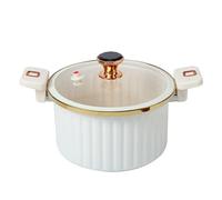 Autocuiseur miniature antiadhésif en émail Olla de pression, avec couvercle à verrouillage par pression et joint en silicone, soupape anti-débordement et revêtement en émail.(White)