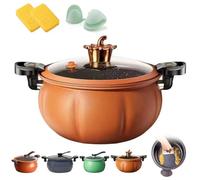 Autocuiseur multifonction anti-adhésif de grande capacité de 8 QT, micro autocuiseur de taille familiale avec poignée anti-brûlure et couvercle en verre visuel pour repas, soupes, ragoûts (orange-B)