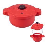 Autocuiseur pour micro-ondes 27,5 x 14 cm - Cuiseur vapeur pour riz, légumes, pâtes - Appareil de cuisine compact - Rouge