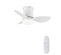AUTODAY Ventilateur De Plafond Petit Silencieux Dc Ventilateur Plafond Avec Lumiere 6 Vitesse Réversible 3 Pales, Mini Led Ventilateur Plafond Avec Telecommande,Fonction Mémoire,Minuterie (Blanc)