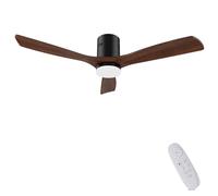 AUTODAY Ventilateur Du Plafond Avec Lumière 24W Et Télécommande, Blanc Avec Pales Bois Naturel / 32W Dc Motor, Silencieux, 132 Cm, 6 Vitesses, Minuterie, Fonction Été Hiver (Marrone)