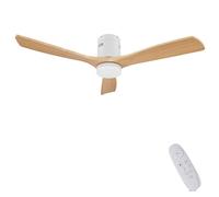 AUTODAY Ventilateur plafond 132 cm en bois clair équipé d'un éclairage LED