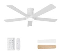 AUTODAY Ventilateurs de plafond avec lumières, 132,1 cm, ventilateur de plafond à profil bas avec lumière et télécommande, montage encastré, réversible, 3CCT, intensité variable, CC silencieux