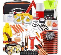 AUTODECO 126pcs Roadside Emergency Car Kit - Auto Safety Kit Vehicle Outdoor Automotive Interior Kits with Jumper Cables