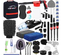 AUTODECO Kit Complet de Nettoyage de Voiture 40 pièces avec Pistolet à Mousse, Sac en Toile Noire, Gant de Lavage à Main Haute Performance, éponge, Serviettes, Brosse, grattoir à vitre, plumeau