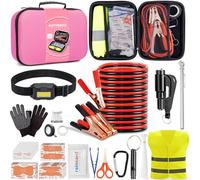 AUTODECO - Kit d'urgence de Voiture, kit de sécurité pour Homme, kit de sécurité d'urgence Portable, Rose