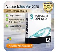 Autodesk 3ds Max 2026 - Licence Perpétuelle, Usage Illimité - Renouvellement Auto Sans Frais - Pc/Windows