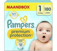 Lot de 180 couches Pampers Premium Taille 1 (2-5 kg) pour nouveau-né, confort et protection optimale des peaux sensibles.
