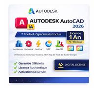 Autodesk Autocad 2026 Avec Ia & 7 Toolsets Spécialisés Inclus - Licence 1 An - Pc/Windows