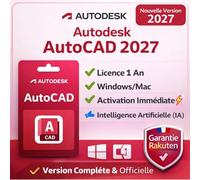 Autodesk Autocad 2027 - Licence 1 An - Ia Générative & Assistant Pro - Windows /Mac - Support Technique 7j/7 - Activation Garantie