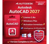 Autodesk Autocad 2027 - Licence 1 An - Windows/Mac - Version Complète & Officielle - Activation Immédiate - Intelligence Artificielle (Ia)
