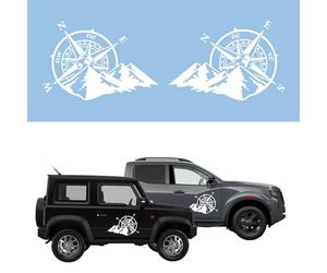 Autodomy Autocollants Boussole Monde Rose des Vents Pack de 2 Unités 27x19 cm | Autocollant Camping Car Résiste la Pluie et Soleil | Stickers Voiture, Moto, Van