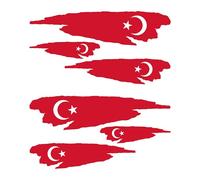 Autodomy Autocollants Stickers Drapeau Turquie Sport | Sticker Drapeau Lot 6 Autocollant Voiture Moto Scooter Quad Casque | Résistants à la Pluie et Soleil
