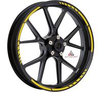Autodomy Autocollants Stickers Kit Liseret de Jante Moto Ensemble Complet pour 2 Roues Jantes de 15" à 19" Pouces | Stickers Roue Moto | Autocollant Racing Design (Jaune)