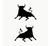 Autodomy Autocollants Taureau Sautant Taureau Espagnol 2 Unités 10x7 cm | Sticker Taureau pour la Voiture ou la Moto (Noir)