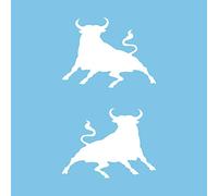 Autodomy Autocollants Taureau Sautant Taureau Espagnol 2 Unités 10x7 cm | Sticker Taureau pour la Voiture ou la Moto (Blanc)